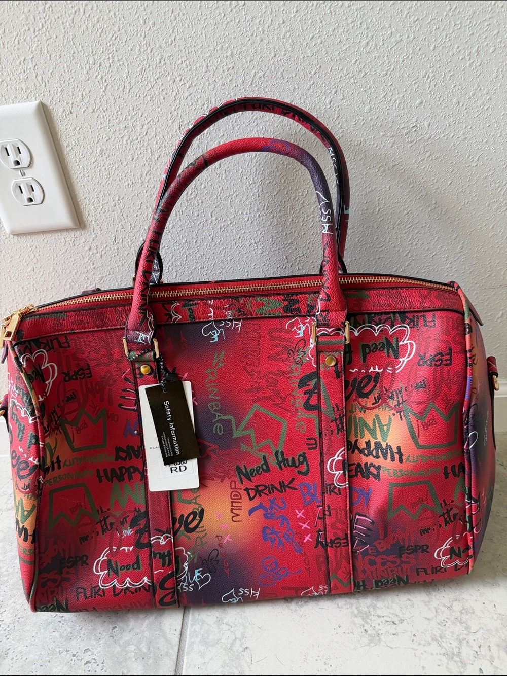 Red Graphic Weekender Bag by